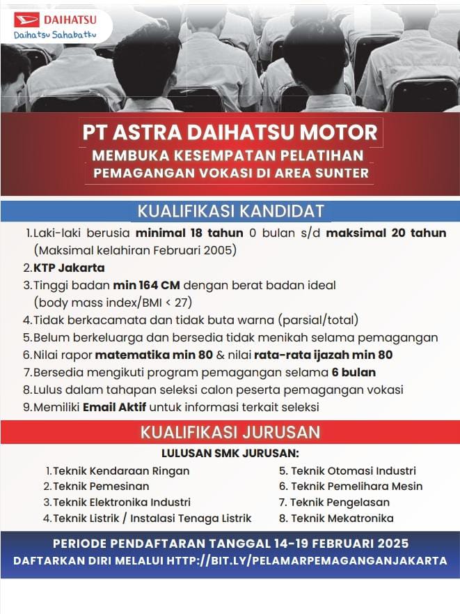 Rekrutmen PT Astra Daihatsu Motor