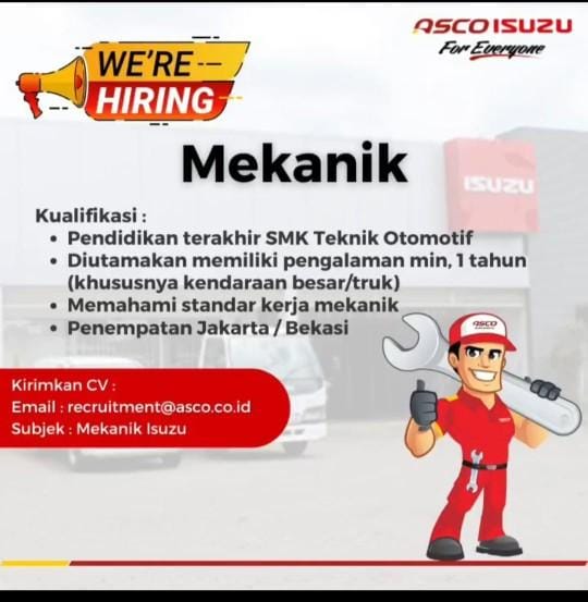 Recruitment Asco Isuzu – Mekanik